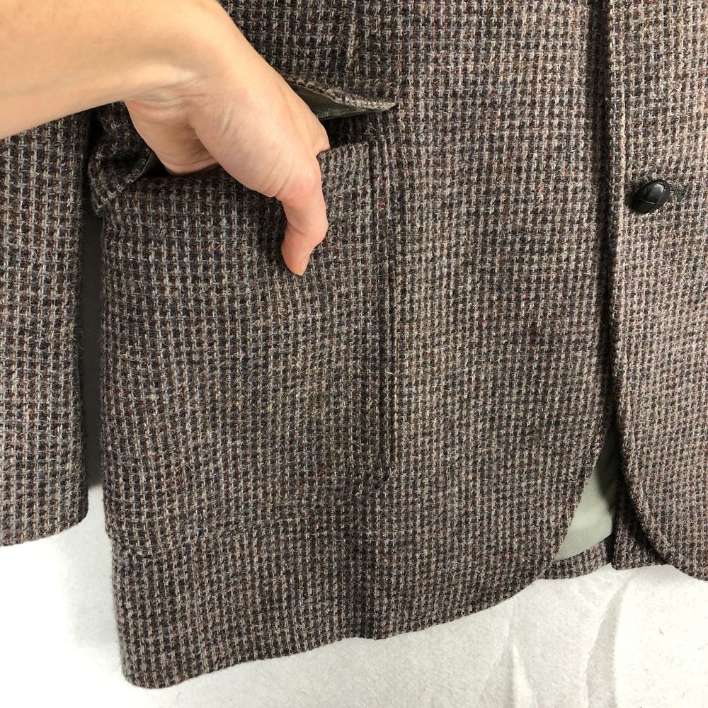 Pendleton VTG Men's Size 42T Brown Grey Virgin Wool Two-Button Blazer Jacket - Picture 4 of 11